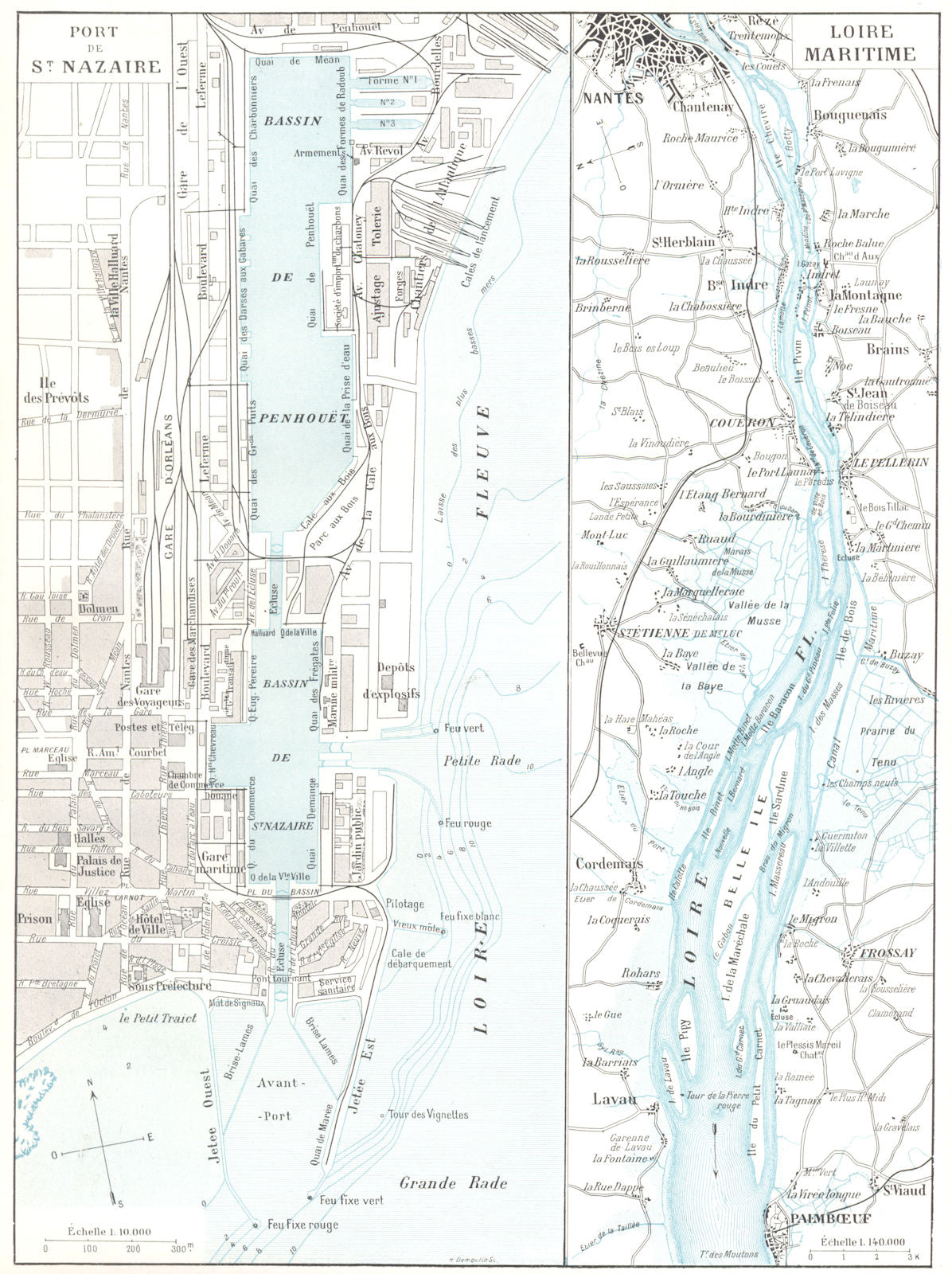 LOIRE- ATLANTIQUE. Port de St Nazaire; Loire Maritime 1900 old map